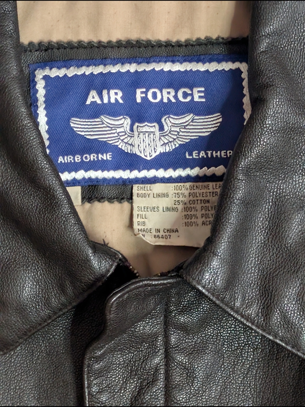 Air Force Airborne Leathers Jacket Mens  Size L Dark Brown Bomber USA Flag Lined - Picture 10 of 10